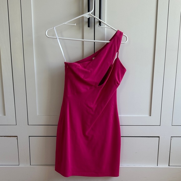 Robe Cocktail Mini Une épaule JAY GODFREY - Taille 4 - Rose Fuchsia - Neuve Avec étiquettes